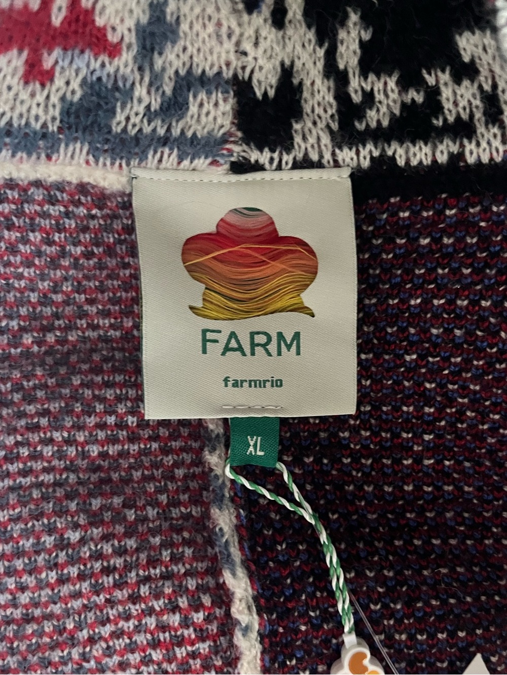 Farm Rio: Black Mixed Valentina V Neck Knit Cardigan size XL Extra Large NWT - Picture 5 of 6